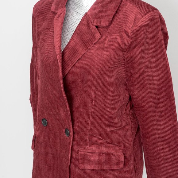 NWT Burgundy Corduroy Double-Breasted Blazer - L - Picture 3 of 4